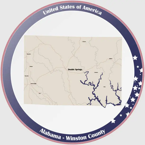 Vector illustration of Map of Winston County in Alabama