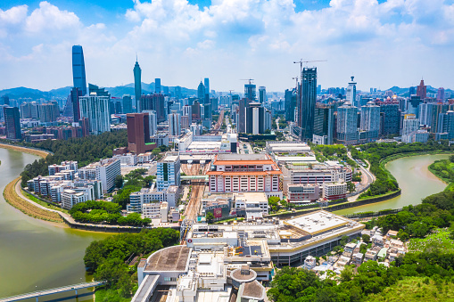 View of skylines in Lo Wu, Shenzhen, Hong Kong, China