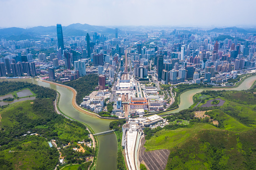 View of skylines in Lo Wu, Shenzhen, Hong Kong, China