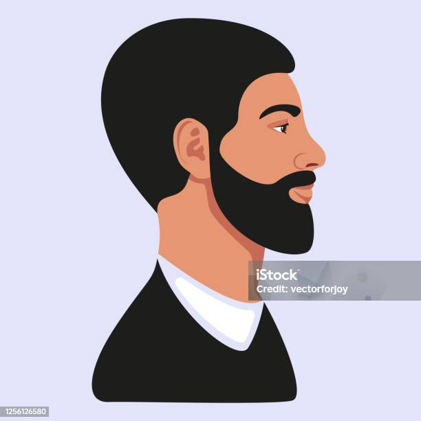 Bearded Man Profile Avatar Black Hair Stock Illustration - Download Image  Now - Adult, Arabic Style, Avatar - iStock