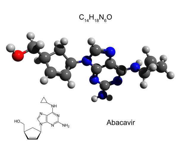 istock Chemical formula and structure of abacavir, an anabolic steroid. 1256126723