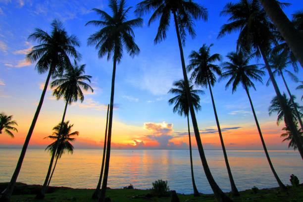 очарование восходящего солнца на острове вех - sabang стоковые фото и изображения