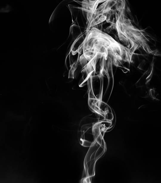 istock abstract fragment movement of white smoke on black background. 1256126931