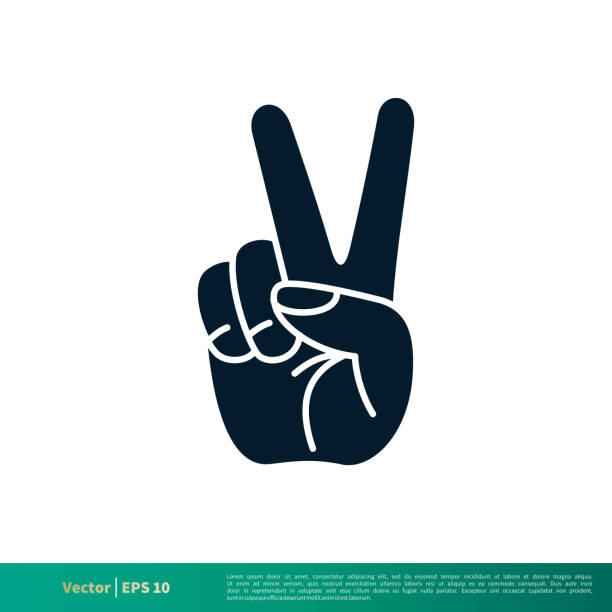 frieden, sieg geste finger icon vektor logo vorlage illustration design eps 10. - peace sign stock-grafiken, -clipart, -cartoons und -symbole