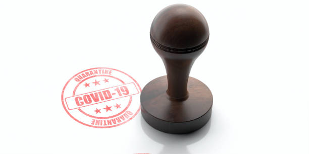 istock COVID19 quarantine stamp isolated on white background. 3d illustration. 1256132496