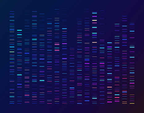 DNA sequencing gel run science and data genomic genetic analysis background abstract pattern.