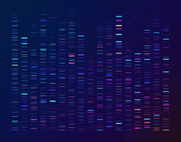 Vector illustration of DNA Sequencing Data Processing Genetic Genomic Analysis