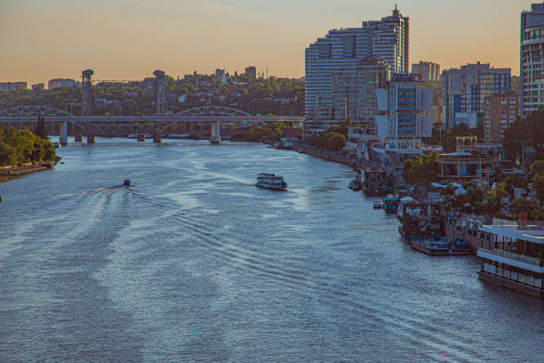 Don river View from the Voroshilovsky bridge to the Don river rostov on don stock pictures, royalty-free photos & images