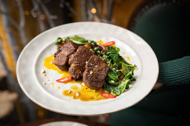 istock Grilled marbled meat steak in restaurant 1256139425
