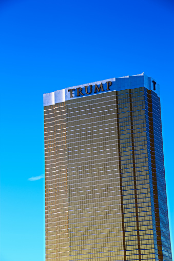 Las Vegas, USA - Sep 17, 2018: Trump International Hotel in Las Vegas, NV, named for real estate developer and politician Donald Trump. The luxury property's windows are gilded with 24-carat gold.