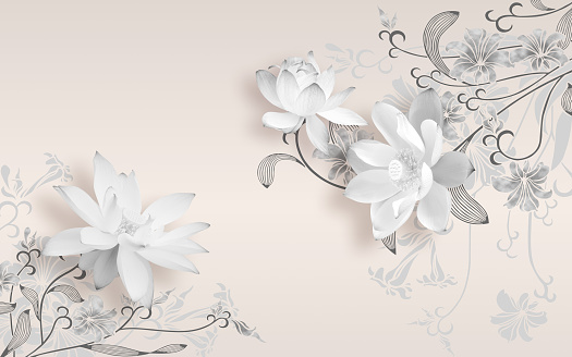 3D Wallpaper mural Design with Floral and Geometric Objects gold ball and pearls, gold jewelry wallpaper purple flowers\t\n3d flowers, flower, white, silver, blossom, nature, pink, spring, isolated, petal, plant, floral, bloom, beauty, beautiful, flora, flowers, summer, garden, green, yellow, macro, natural, color, bouquet