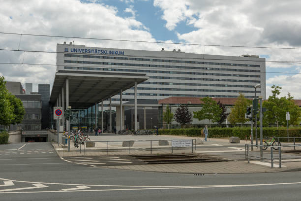 view of the main building of the university hospital Frankfurt stock photo
