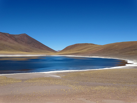Miñiques, one of the Altiplanic Lagoons of the Atacama Desert. It is located at 4,100 meters of altitude and 115 kilometers from the city of San Pedro de Atacama, Chile.