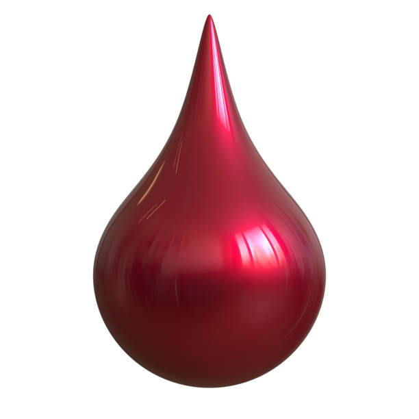 istock Red drop of blood abstract ink dye droplet form close-up 1256145421