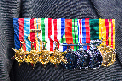 A fantastic row of medals on show for the Armistice Parade.