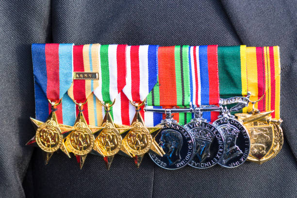 A fantastic row of medals A fantastic row of medals on show for the Armistice Parade. kings lynn stock pictures, royalty-free photos & images