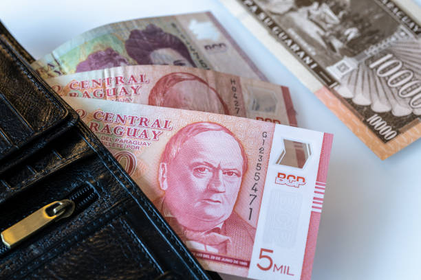 istock Paraguay currency, Guaranies, Various banknotes 1256147469