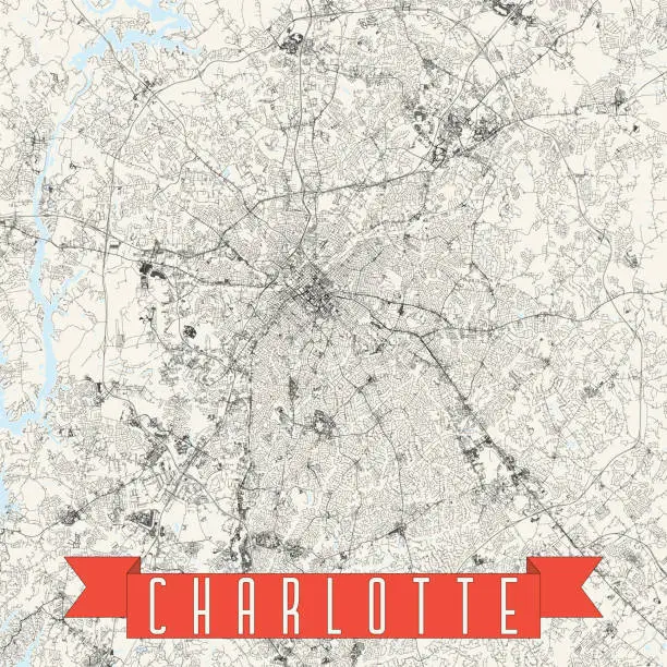 Vector illustration of Charlotte, North Carolina Vector Map