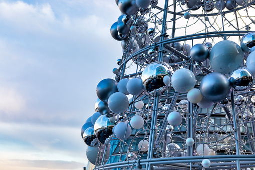 The Atomium monument :  a  landmark modernist building in Brussels, Belgium, originally constructed as the centrepiece of the 1958 Brussels World's Fair (Expo 58). one of Belgium's most iconic structures, a modernist work of art in Brussels . with cube flirts with the sphere