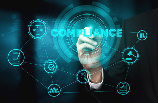 compliance rule law and regulation graphic interface for business quality policy - obedience imagens e fotografias de stock