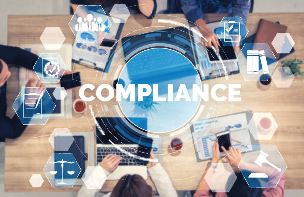 istock Compliance rule law and regulation graphic interface for business quality policy 1256156789