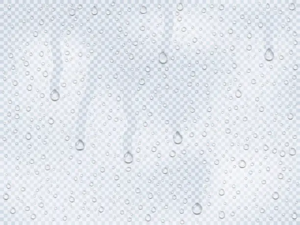 Vector illustration of Realistic water droplets on the glass