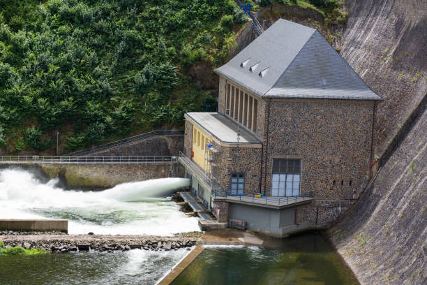 Power generation at the Edersee Dam stock photo