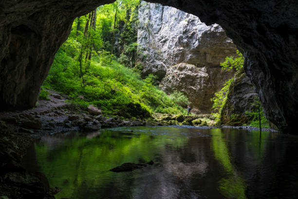 istock Rakov skocjan big natural arch and the river 1256166048