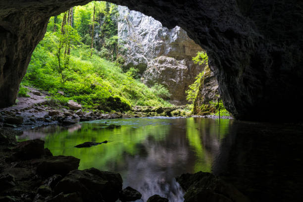 istock Rakov skocjan big natural arch and the river 1256166080
