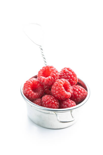 istock Ripe red raspberries in strainer 1256166471
