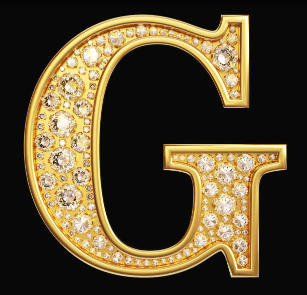 Golden letter "G" with diamonds on black background. Clipping path included. Golden letter "G" with diamonds on black background. Clipping path included. gold g stock pictures, royalty-free photos & images