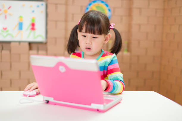istock toddler girl using laptop for online learning during lockdown time 1256175634
