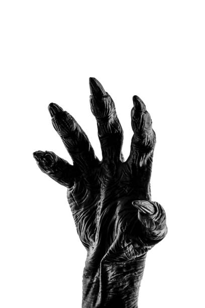 istock Creepy monster hand isolated on white background with clipping path 1256175793