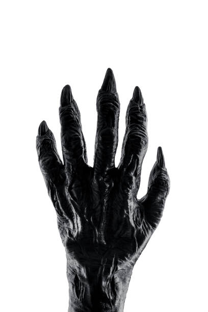 istock Creepy monster hand isolated on white background with clipping path 1256175820