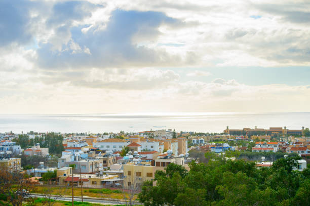 Skyline of Paphos with beautiful sky, Cyprus