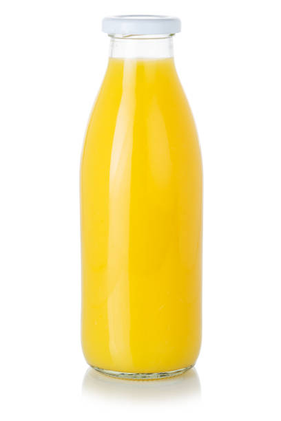 istock Orange juice drink bottle healthy eating isolated on white 1256178482