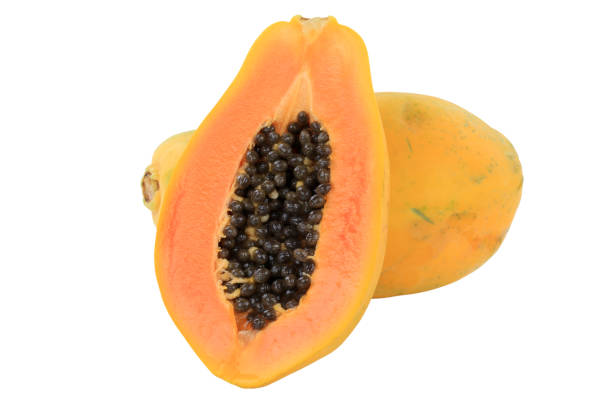 istock Papaya fruit fruits summer isolated on white 1256179726