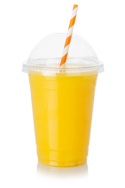 istock Orange fruit juice straw drink in a cup healthy eating isolated on white 1256180128