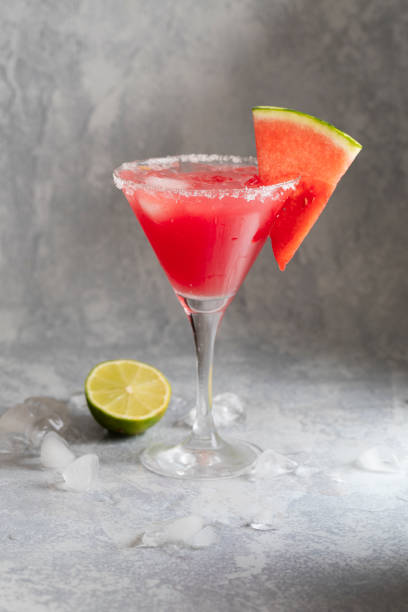 istock Watermelon martini cosmopolitan drink with watermelon and lime 1256181629