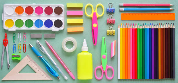 istock Stationery geometrically constructed banners. Back to school. 1256183708