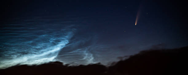 istock Comet Neowise & Noctilucent clouds sky only 1256184919