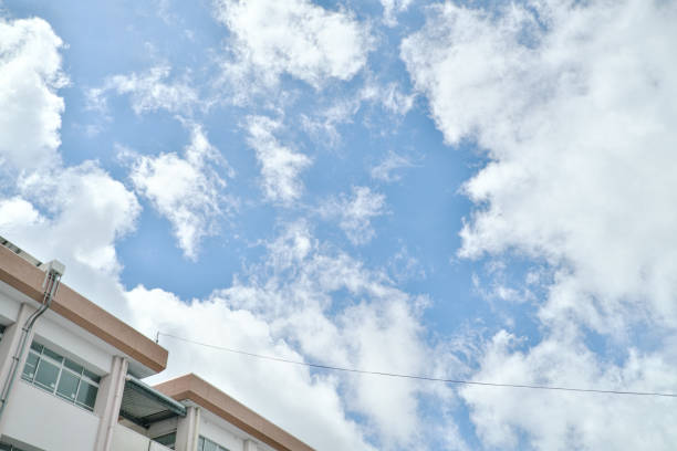 Image material of beautiful clouds and school building