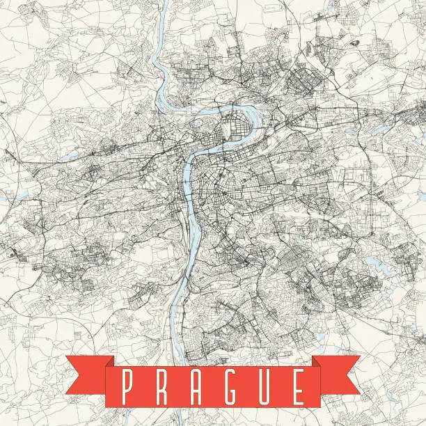 Vector illustration of Prague, Czech Republic Vector Map