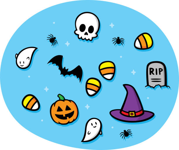 ilustraciones, imágenes clip art, dibujos animados e iconos de stock de halloween doodles - spider dead animal dead body black widow spider