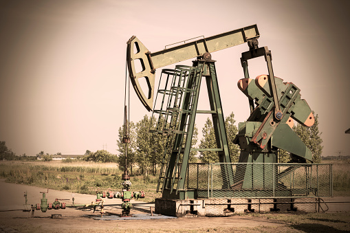 Oil pump, industry equipment in a rape chain. Oil productio