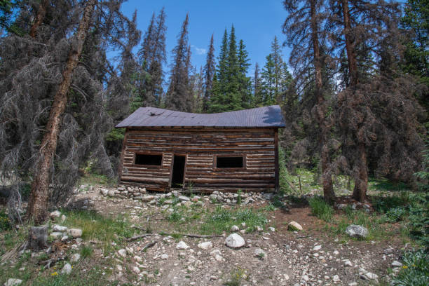 istock Abandoned log cabin building in western USA ghost town 1256190066