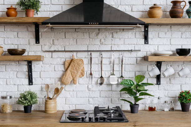 istock Kitchen with modern interior, furniture and equipment 1256190338