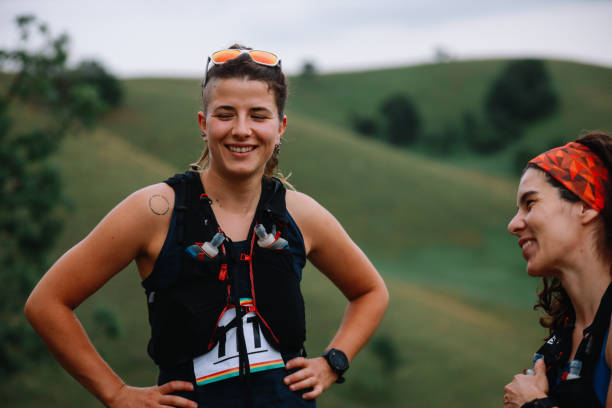 istock Female runner posing after a race 1256195524
