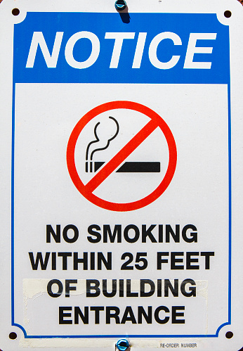 Sign -- NOTCE No Smoking Within 25 Feet Of Building Entrance