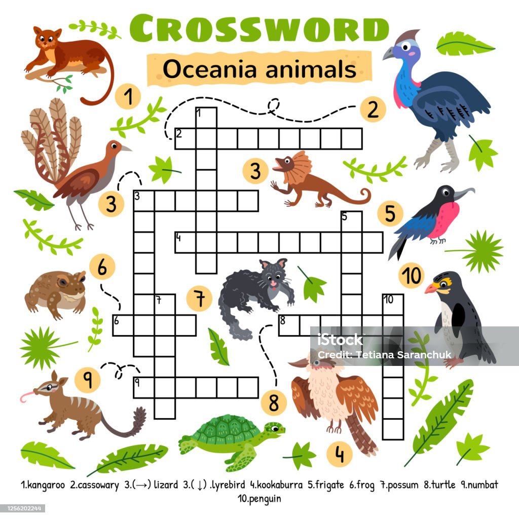 Oceania Animals Crossword Game For Preschool Kids Stock Illustration -  Download Image Now - Rainforest, Leisure Games, Animal - iStock